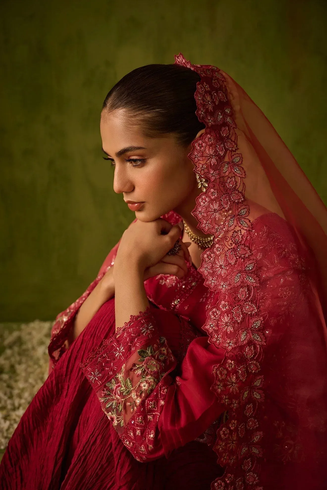 Dhanak Festive Formals Red Cotton Silk – view 3 – Poshaq