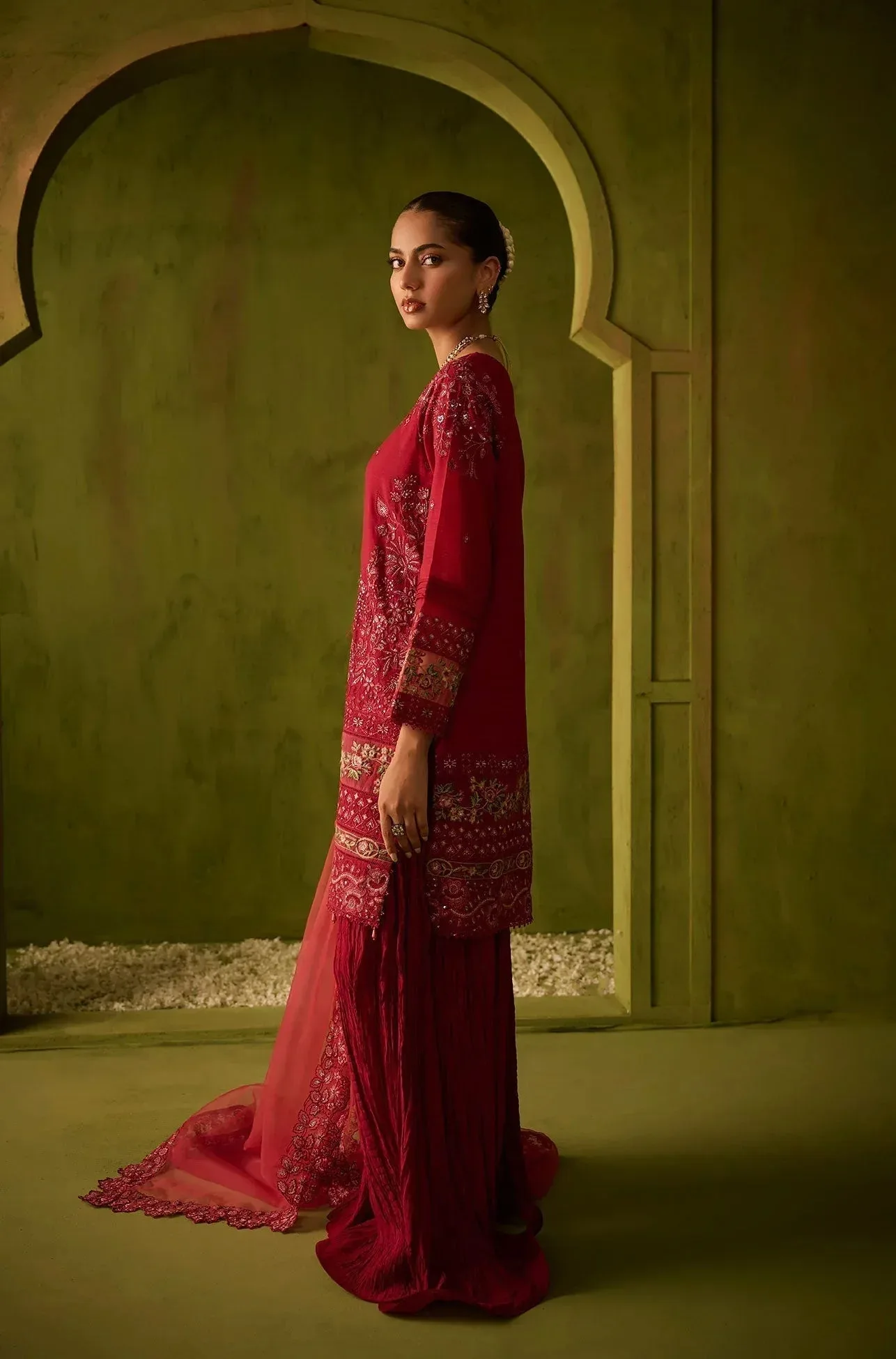 Dhanak Festive Formals Red Cotton Silk – view 4 – Poshaq