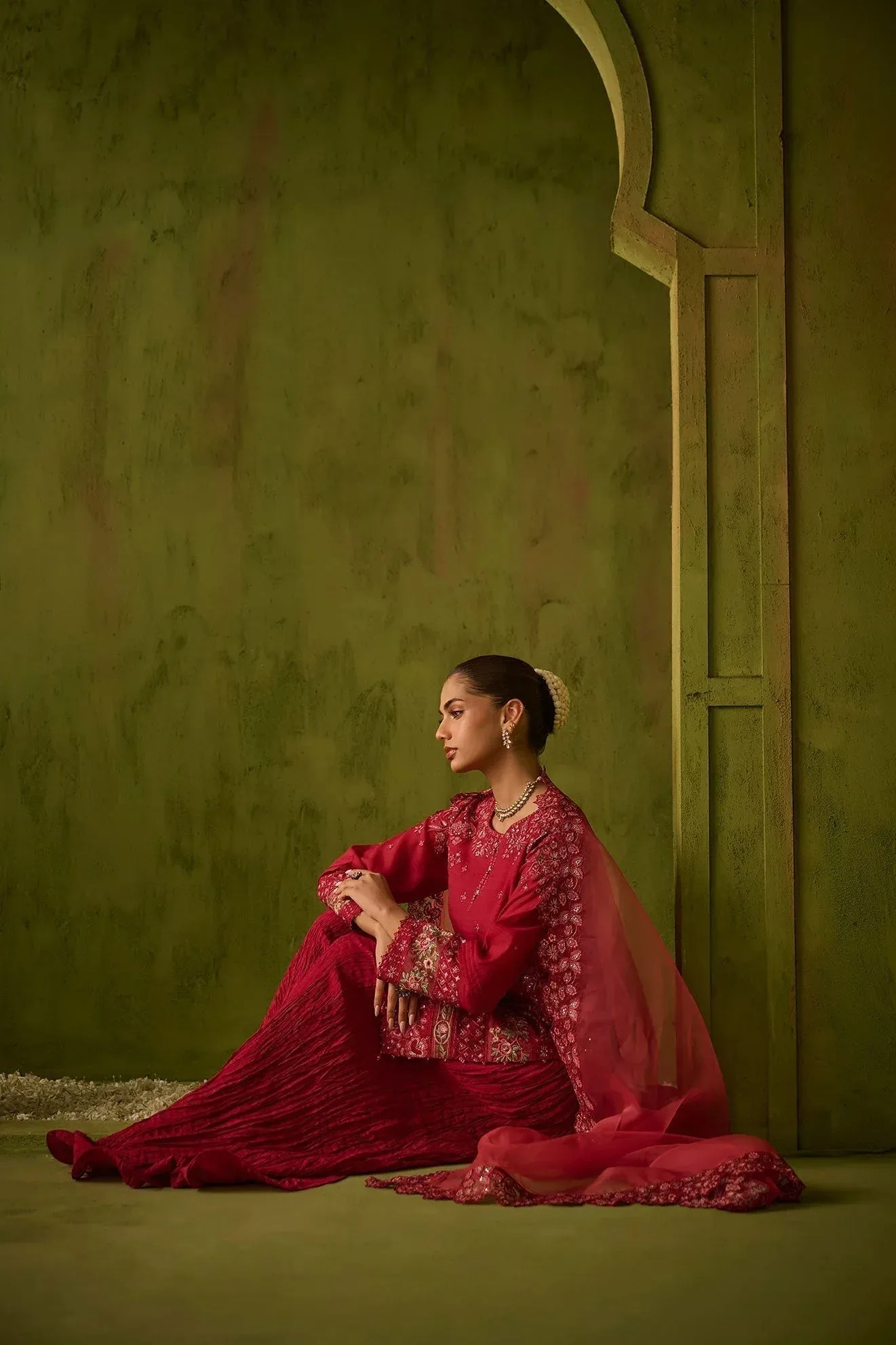 Dhanak Festive Formals Red Cotton Silk – view 5 – Poshaq