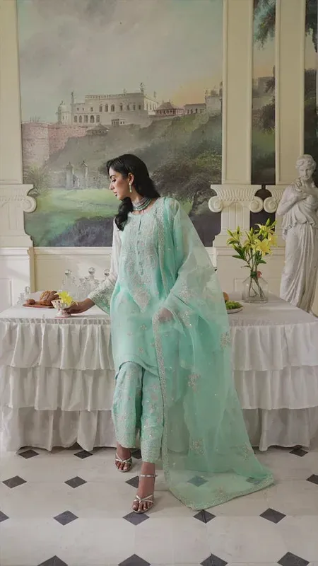 Declare Chiffon Luxe Green Cotton Silk – view 1 – Poshaq