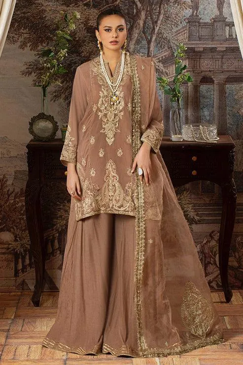 Declare Le Fleur Luxury Pret Brown Raw Silk – view 1 – Poshaq