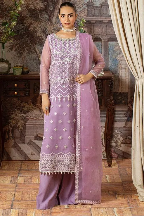 Declare Le Fleur Luxury Pret Lilac Raw Silk – view 1 – Poshaq