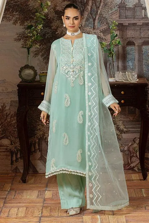 Declare Le Fleur Luxury Pret Blue Cotton Silk – view 1 – Poshaq