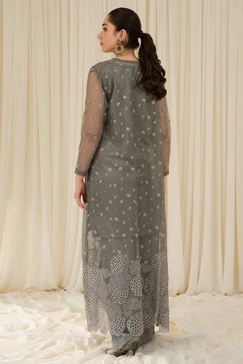 Declare Le Fleur Luxury Pret Silver Cotton – view 2 – Poshaq