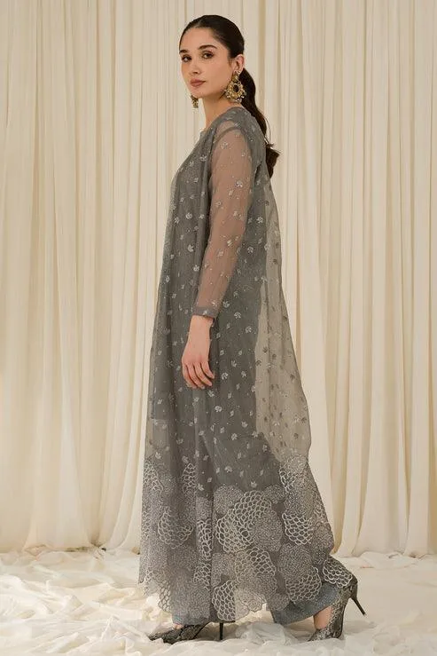 Declare Le Fleur Luxury Pret Silver Cotton – view 4 – Poshaq