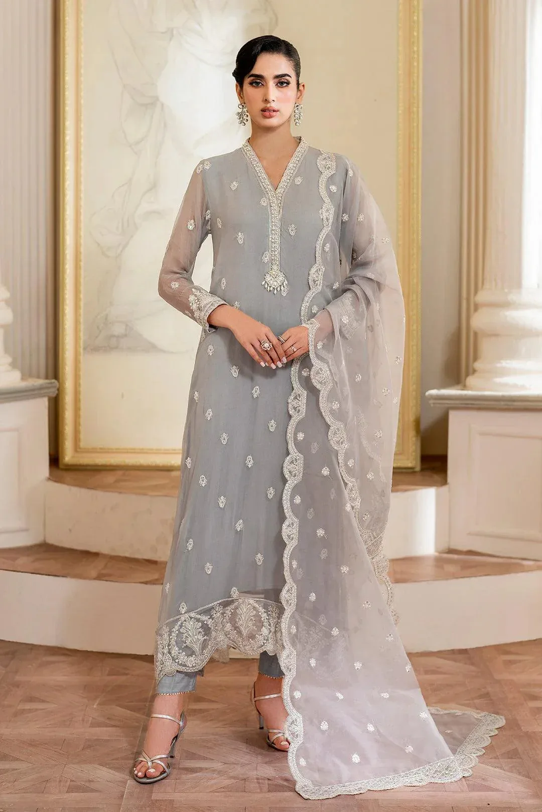 Declare Chiffon Luxe Grey Cotton Silk – view 1 – Poshaq