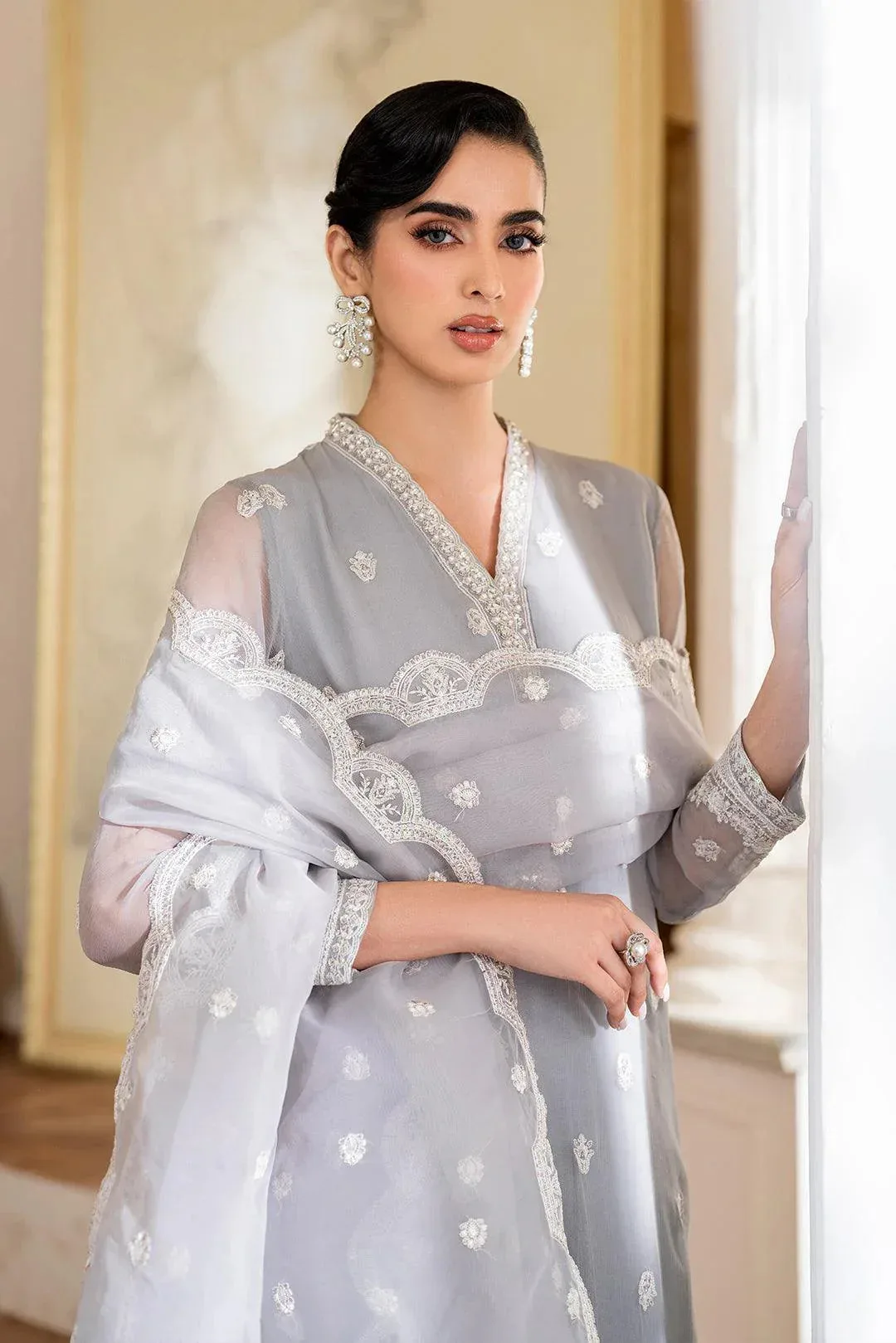 Declare Chiffon Luxe Grey Cotton Silk – view 4 – Poshaq
