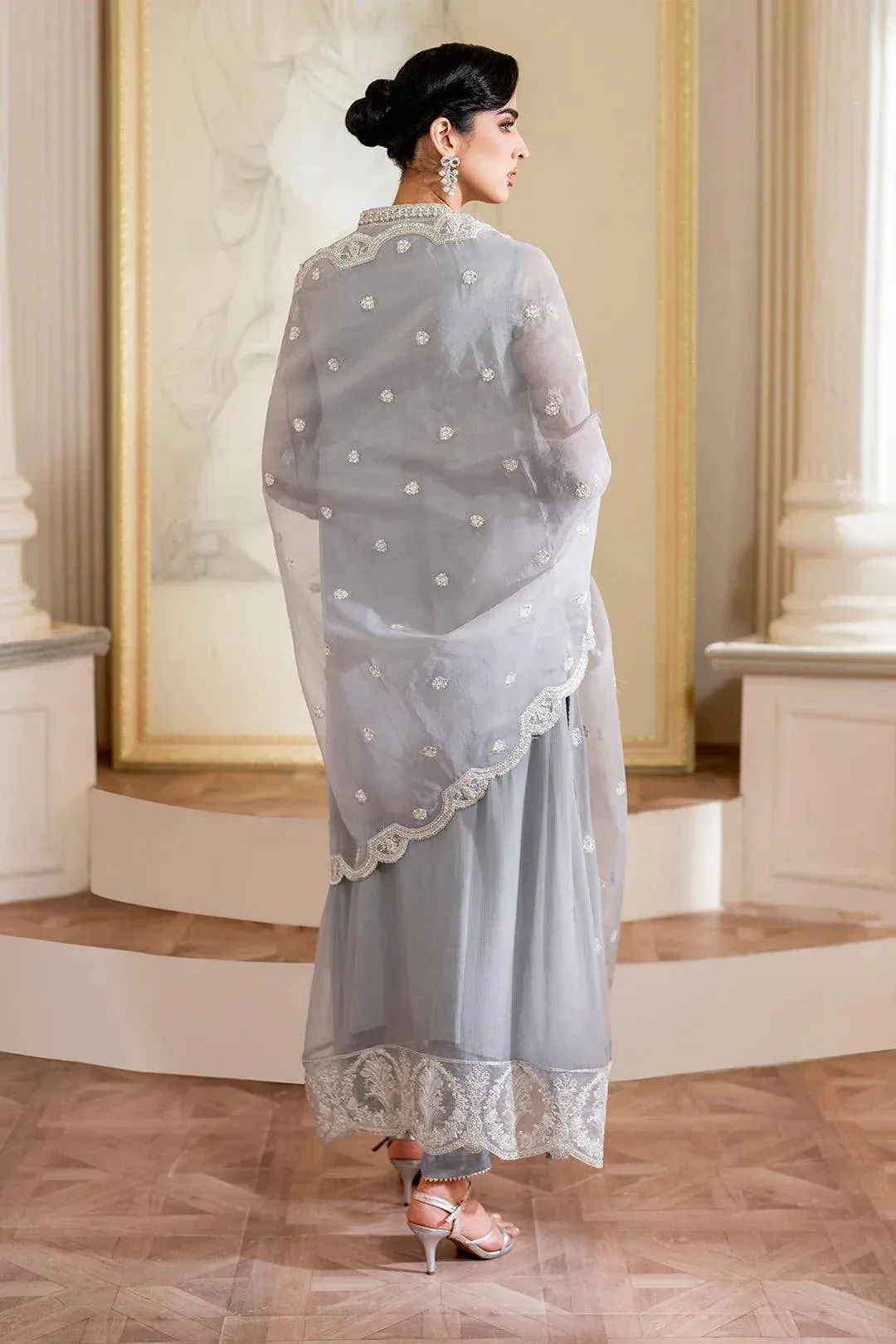 Declare Chiffon Luxe Grey Cotton Silk – view 5 – Poshaq