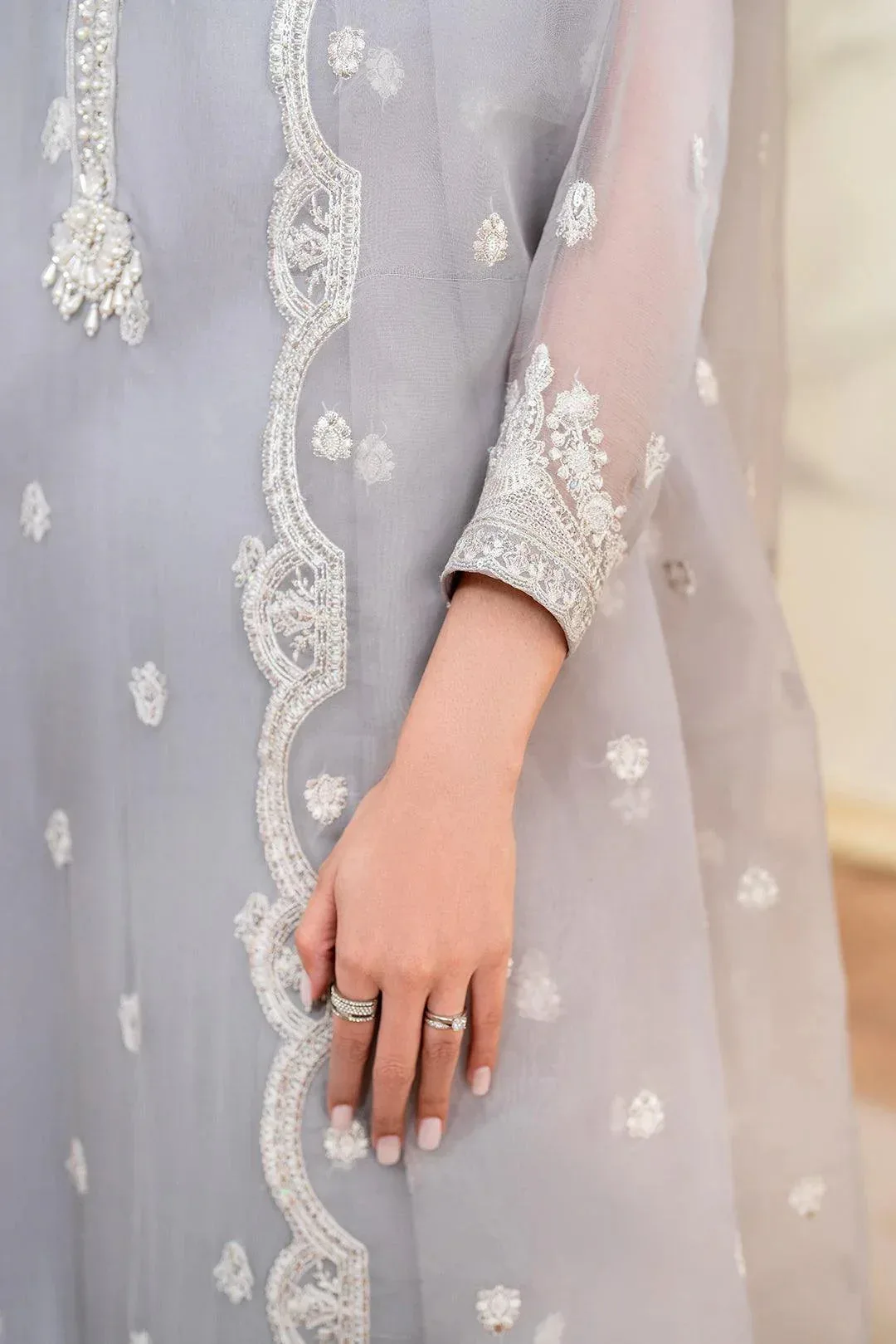 Declare Chiffon Luxe Grey Cotton Silk – view 7 – Poshaq