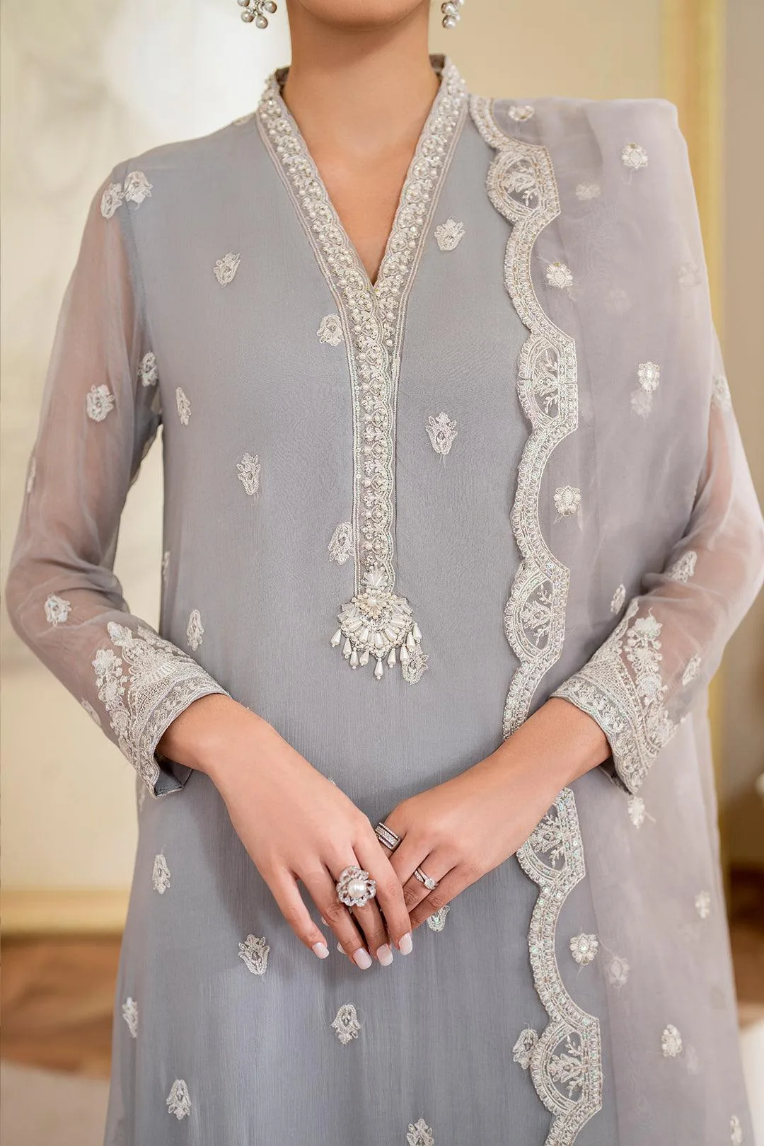 Declare Chiffon Luxe Grey Cotton Silk – view 8 – Poshaq