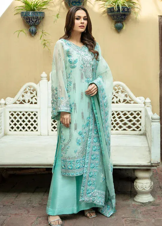 Daud Abbas Formals Collection Blue Raw Silk – view 1 – Poshaq
