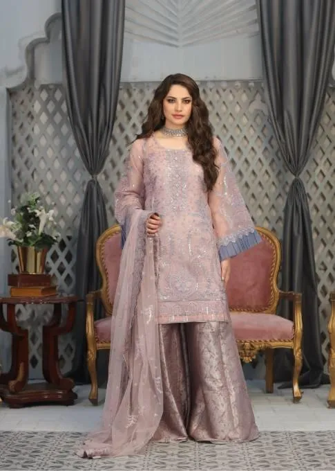 Daud Abbas Formals Collection Lavender Organza – view 1 – Poshaq