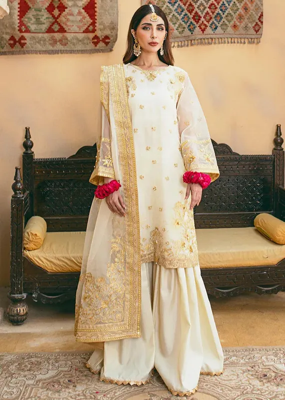 Daud Abbas Formals Collection Off White Organza – view 1 – Poshaq