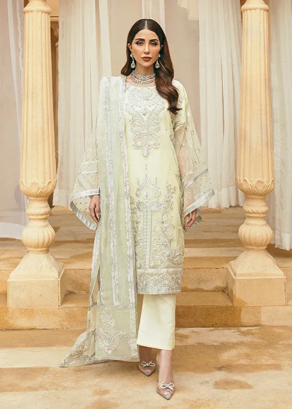 Daud Abbas Formals Collection Ivory Organza – view 1 – Poshaq