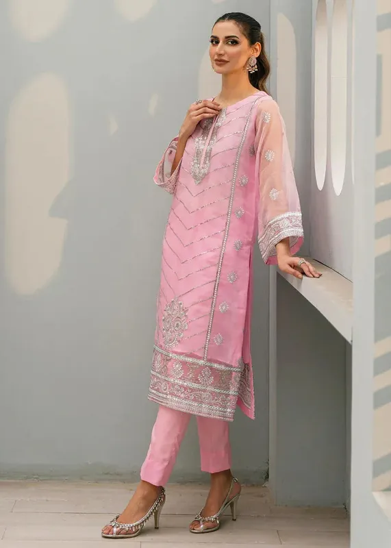 Daud Abbas Formals Collection Pink Organza – view 1 – Poshaq
