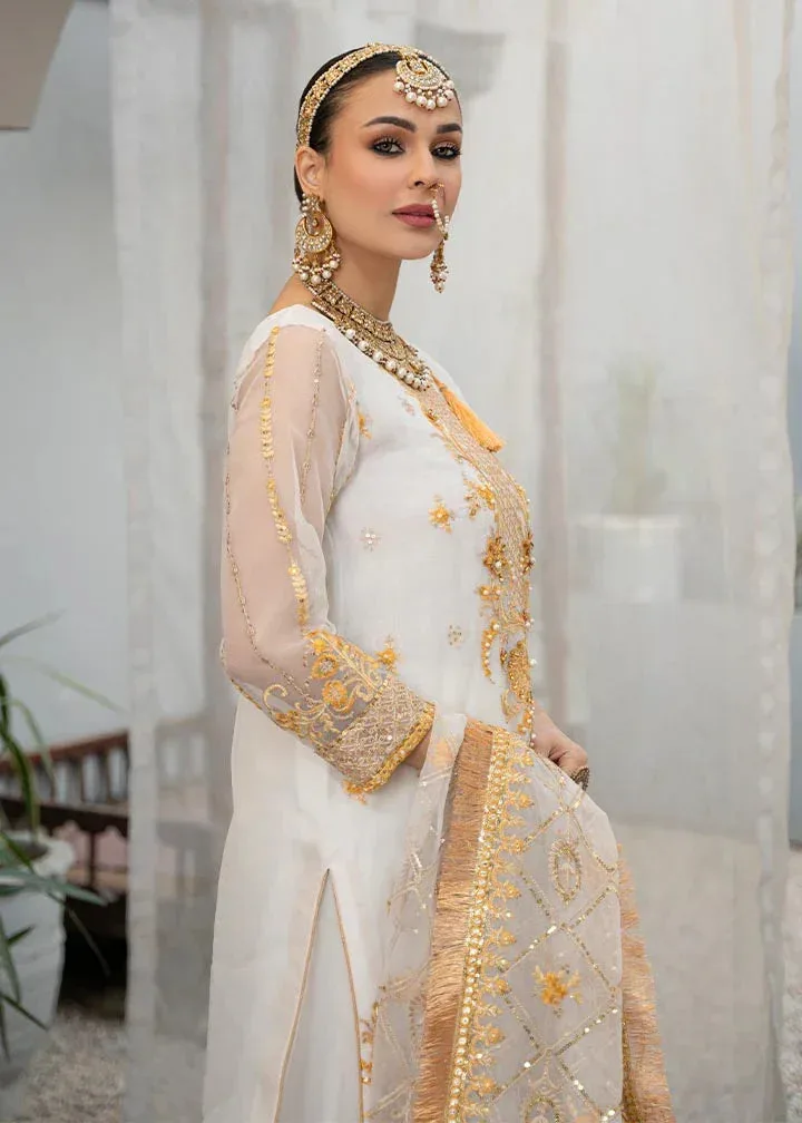 White organza gharara with subtle detailing – view 2 – Poshaq