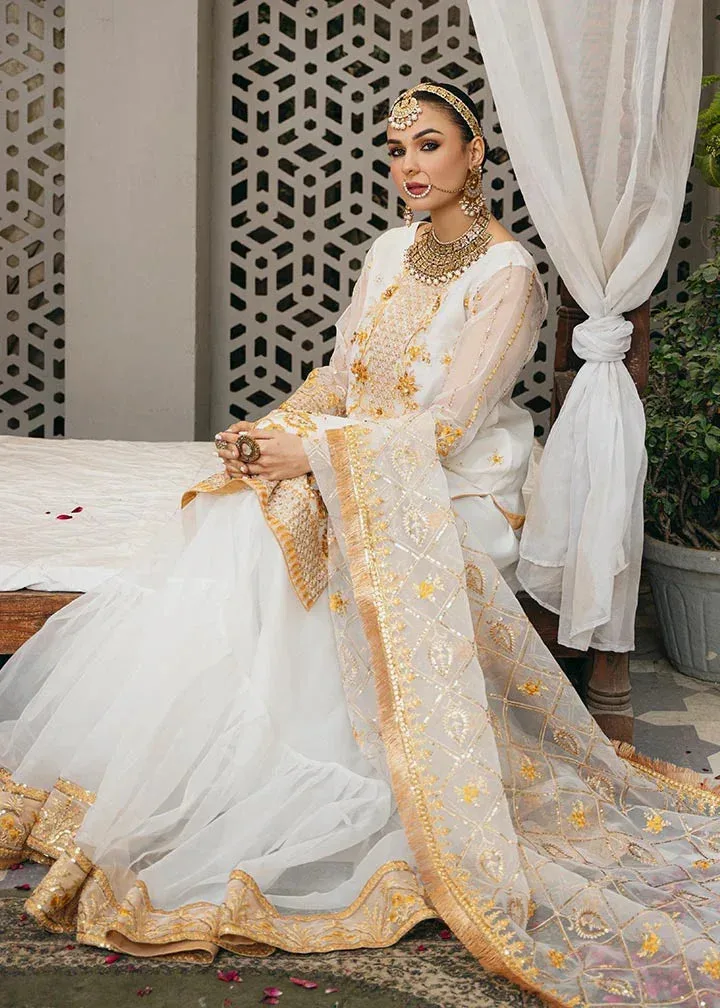 White organza gharara with subtle detailing – view 4 – Poshaq