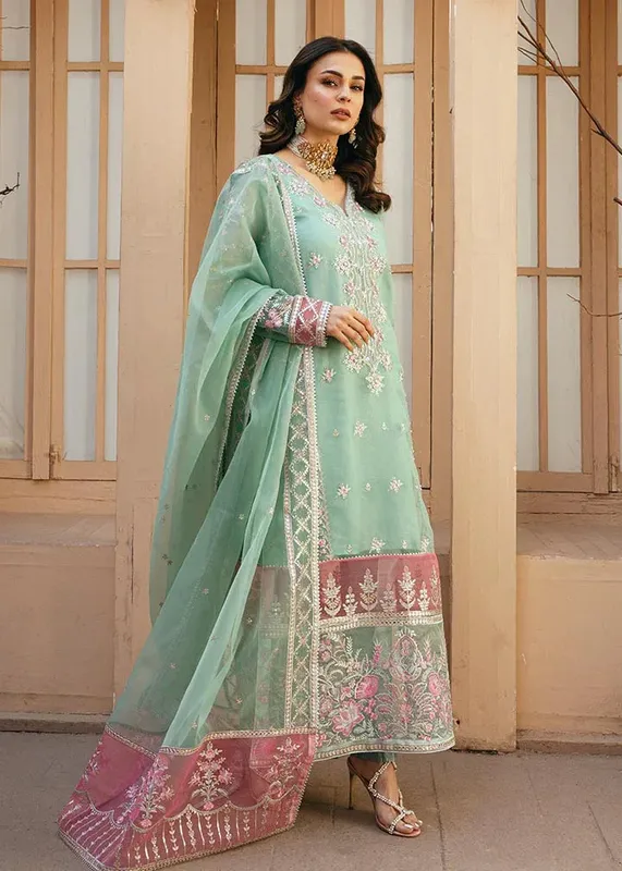 Daud Abbas Formals Collection Green Net – view 1 – Poshaq