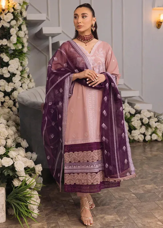 Daud Abbas Formals Collection Pink Organza – view 1 – Poshaq