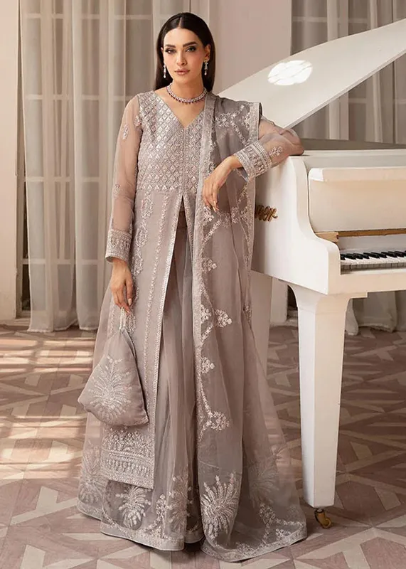 Daud Abbas Formals Collection Silver Organza – view 1 – Poshaq