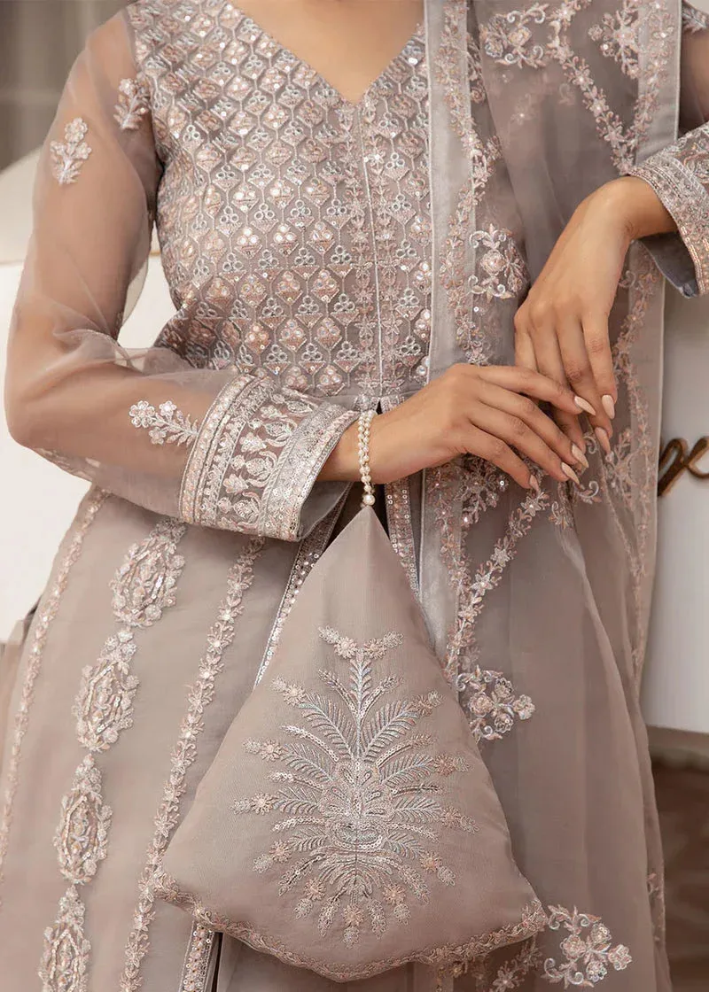 Daud Abbas Formals Collection Silver Organza – view 3 – Poshaq