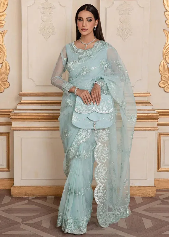 Daud Abbas Formals Collection Blue Organza – view 1 – Poshaq