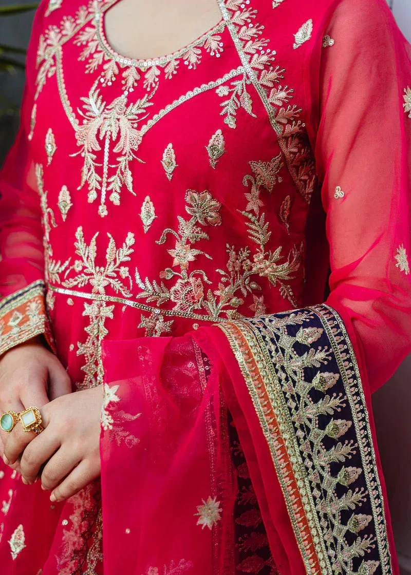 Daud Abbas Formals Collection Coral Organza – view 3 – Poshaq