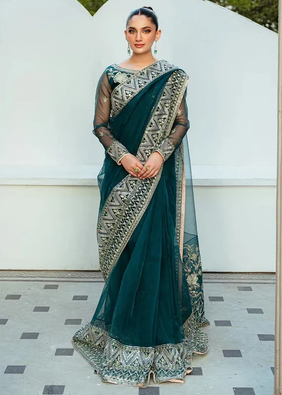 Daud Abbas Formals Collection Green Organza – view 1 – Poshaq