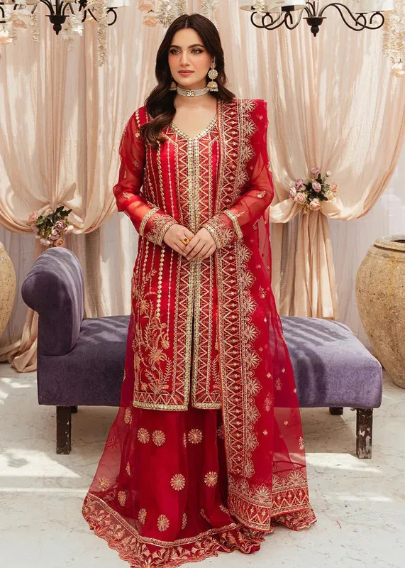 Daud Abbas Formals Collection Gold Organza – view 1 – Poshaq
