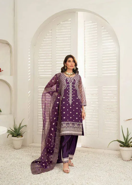 Daud Abbas Shehnai Festive Formals 24 Purple Organza – view 1 – Poshaq