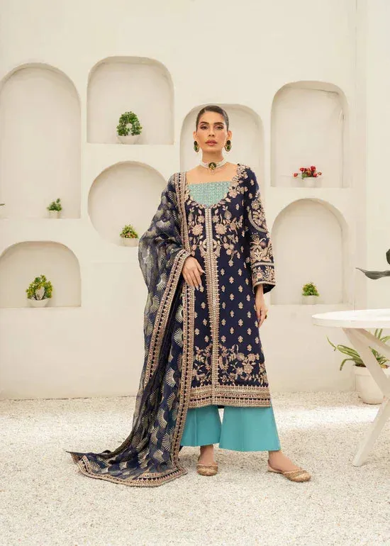 Daud Abbas Shehnai Festive Formals 24 Blue Raw Silk – view 1 – Poshaq
