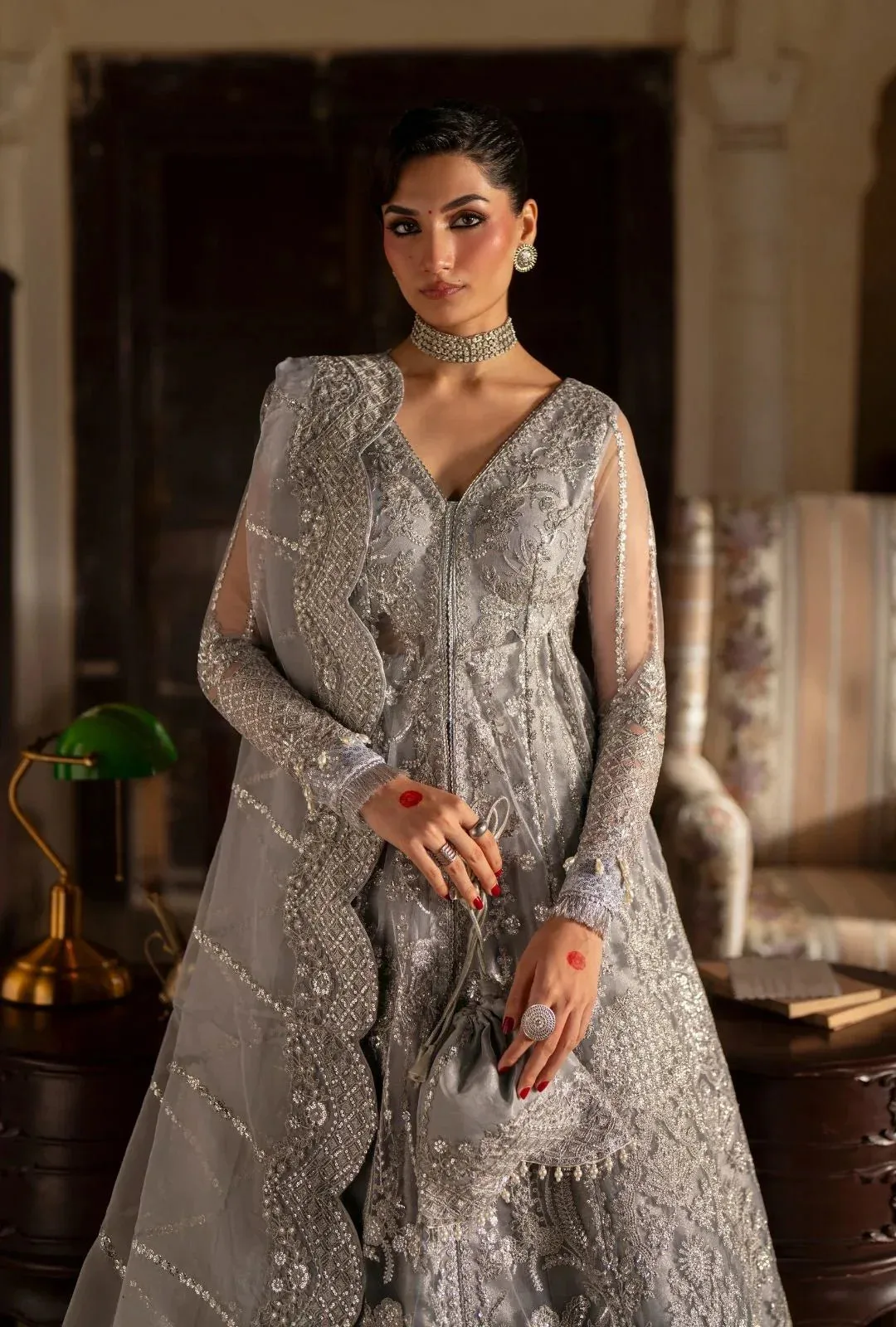 AJR Couture Dastan e Ishq Silver Organza – view 4 – Poshaq