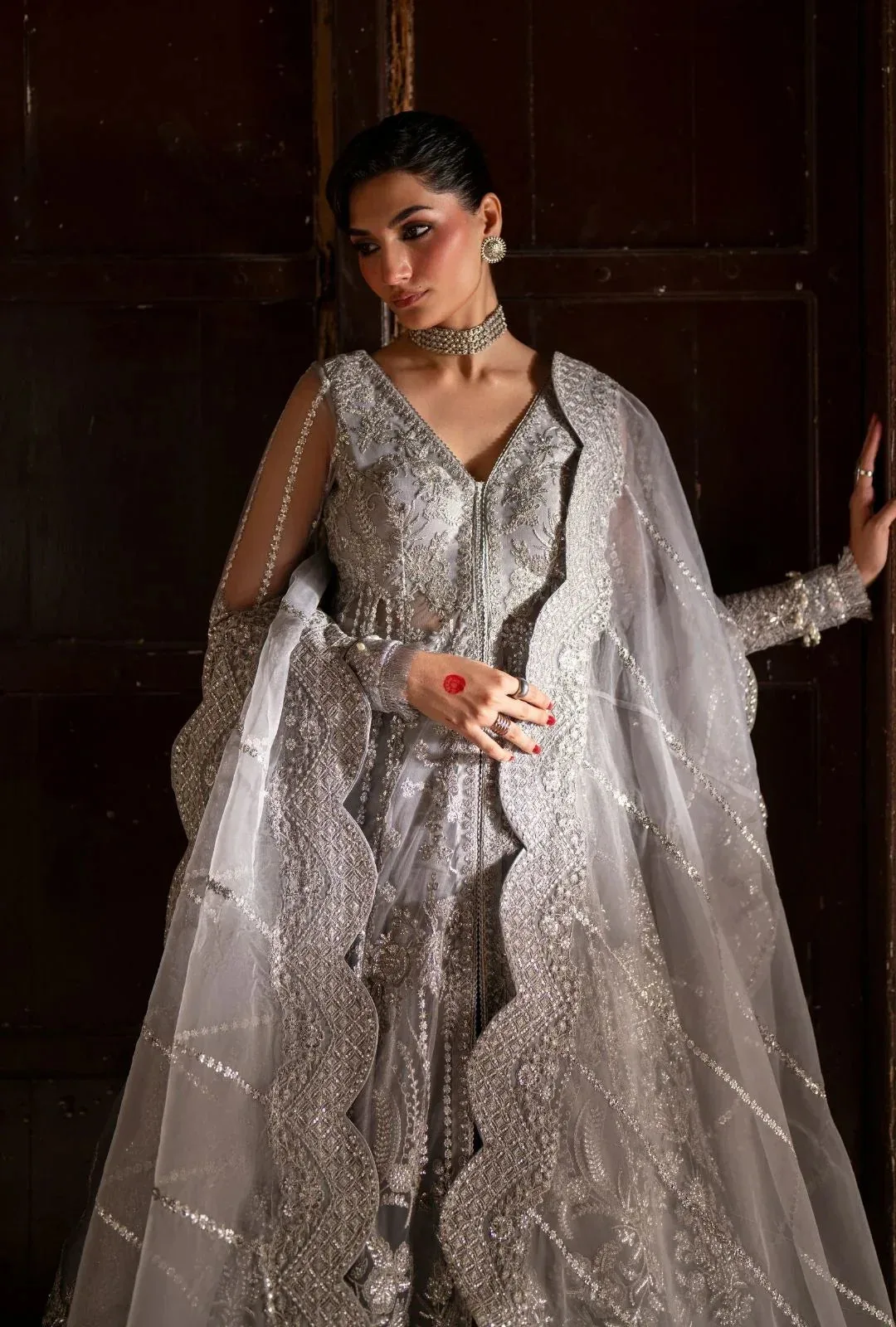 AJR Couture Dastan e Ishq Silver Organza – view 5 – Poshaq