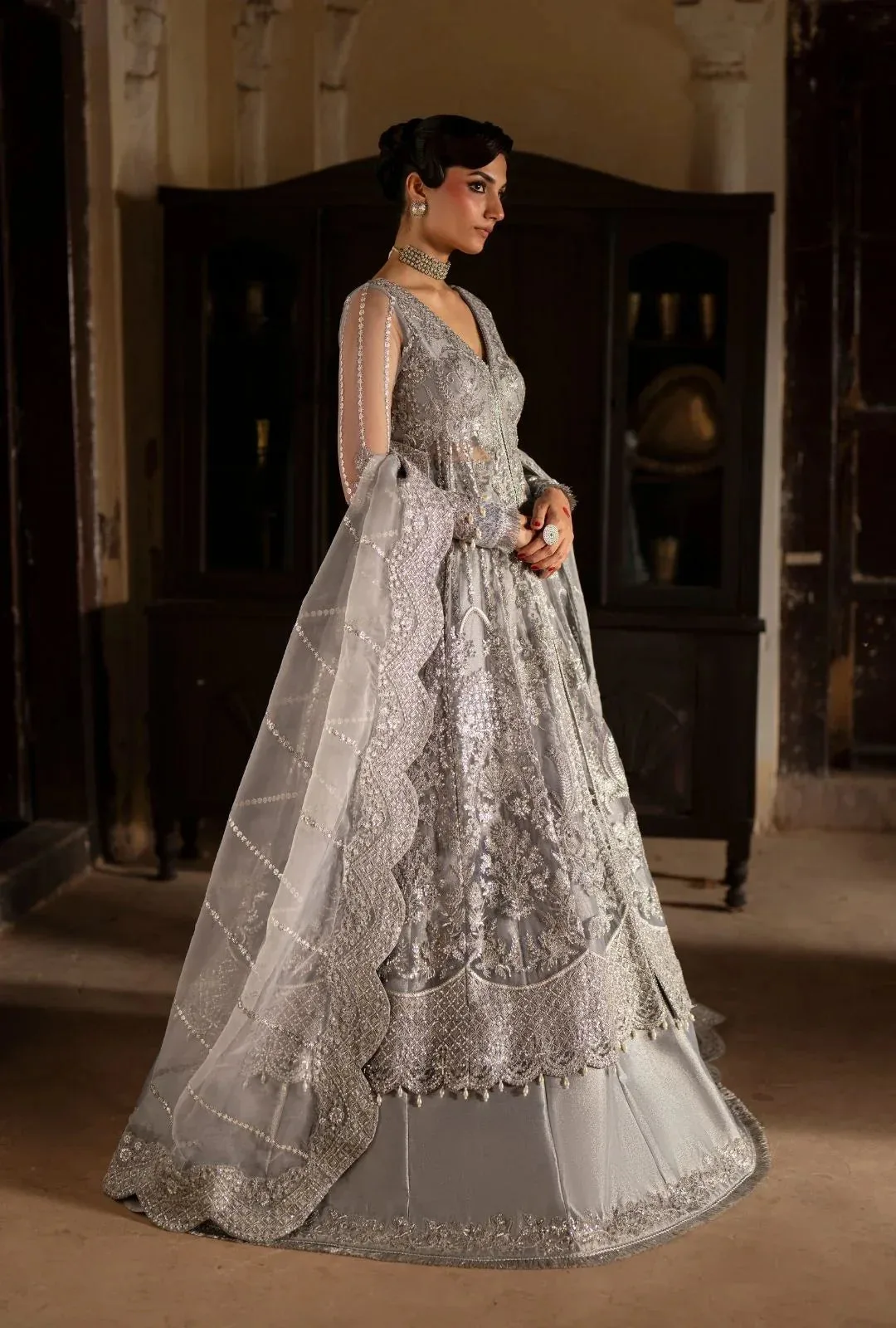AJR Couture Dastan e Ishq Silver Organza – view 6 – Poshaq
