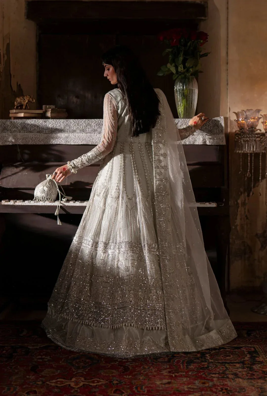 AJR Couture Dastan e Ishq Ivory Organza – view 2 – Poshaq