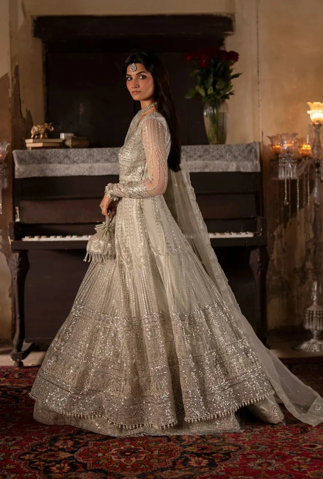 AJR Couture Dastan e Ishq Ivory Organza – view 5 – Poshaq