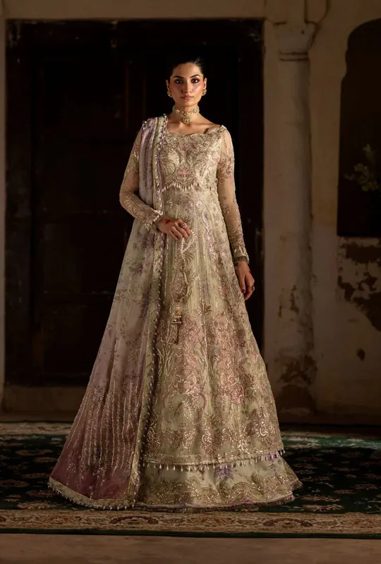 AJR Couture Dastan e Ishq Lime Yellow Organza – view 1 – Poshaq