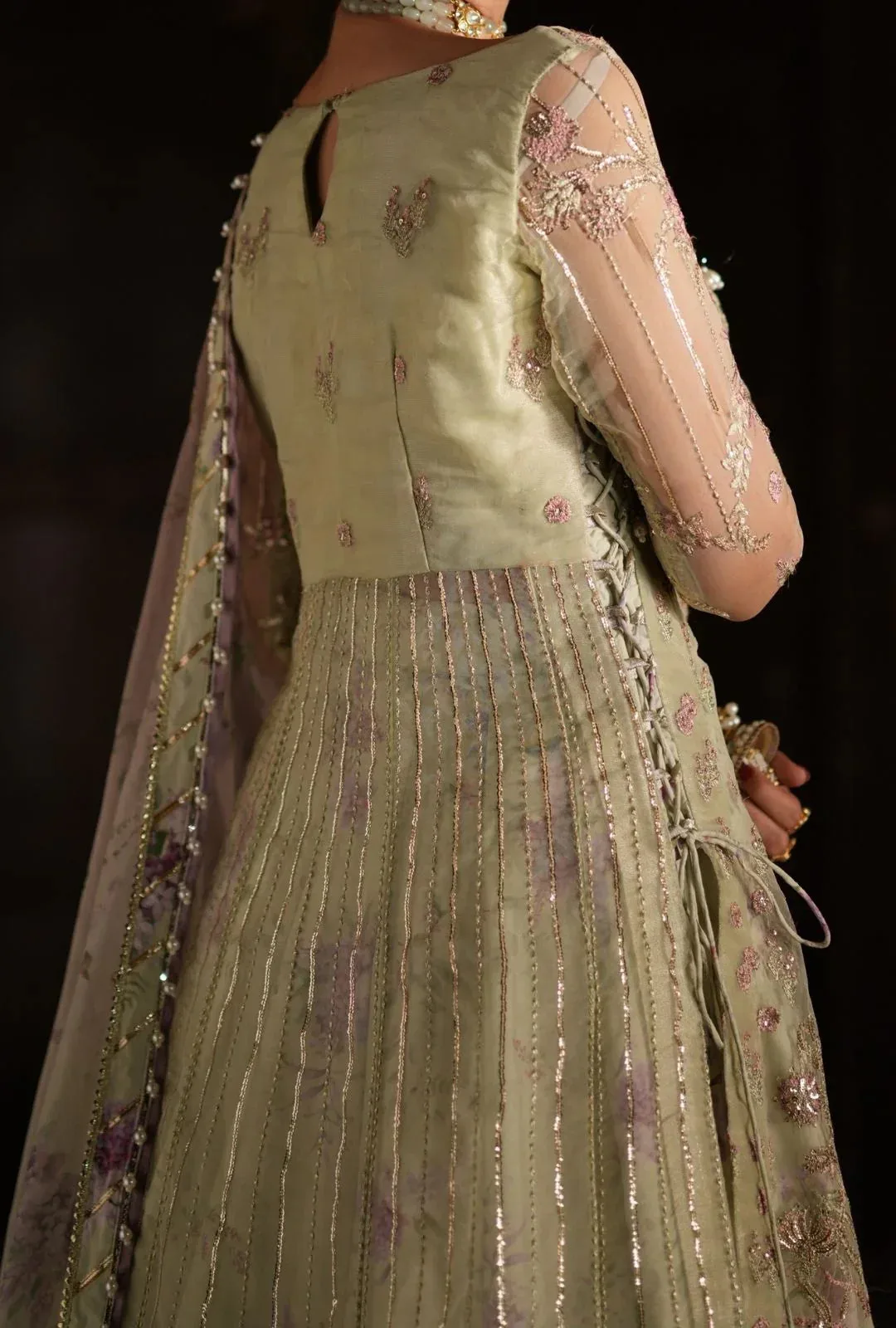 AJR Couture Dastan e Ishq Lime Yellow Organza – view 4 – Poshaq