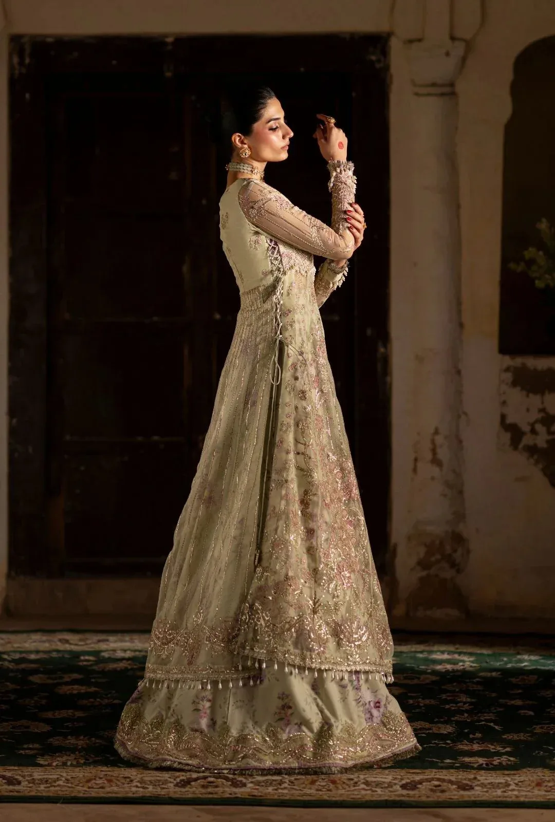 AJR Couture Dastan e Ishq Lime Yellow Organza – view 5 – Poshaq