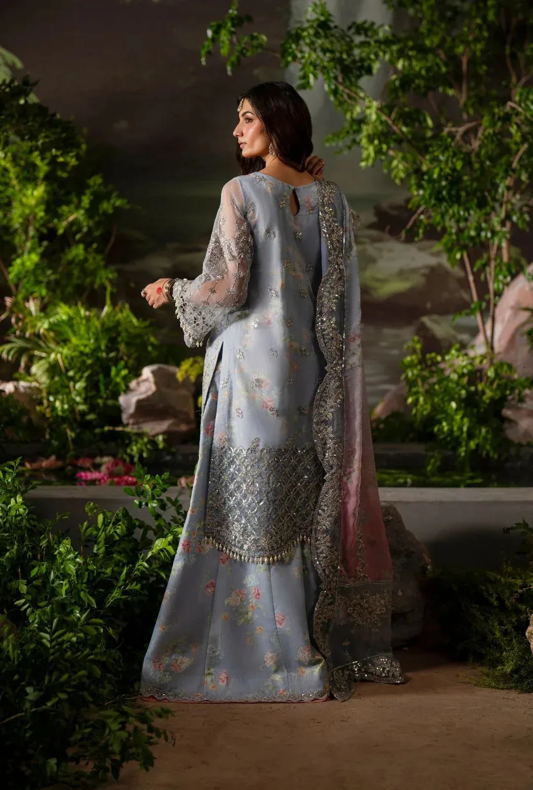 AJR Couture Dastan e Ishq Grey Organza – view 2 – Poshaq
