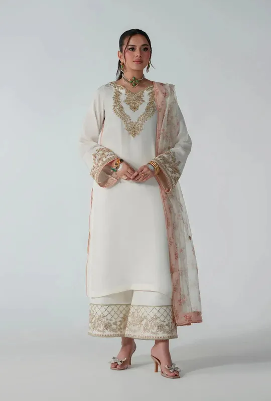 AJR Couture Luxe Pret 25 Off White Organza – view 1 – Poshaq