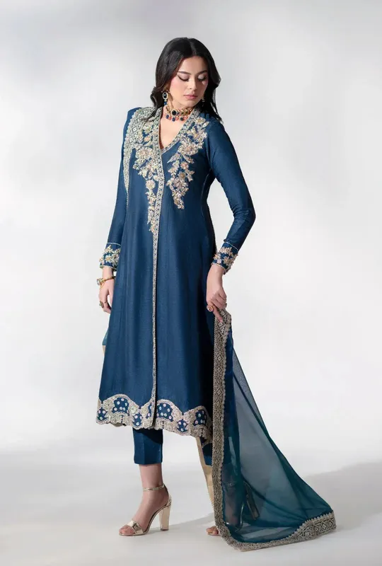 AJR Couture Luxe Pret 25 Zinc Raw Silk – view 1 – Poshaq