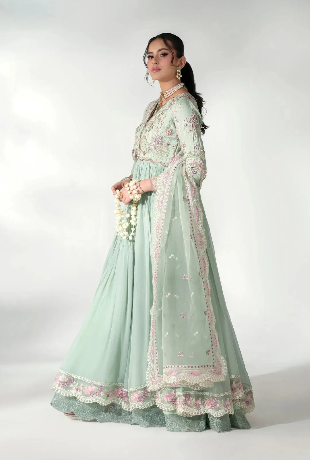 AJR Couture Luxe Pret 25 Light Pistachio Raw Silk – view 2 – Poshaq