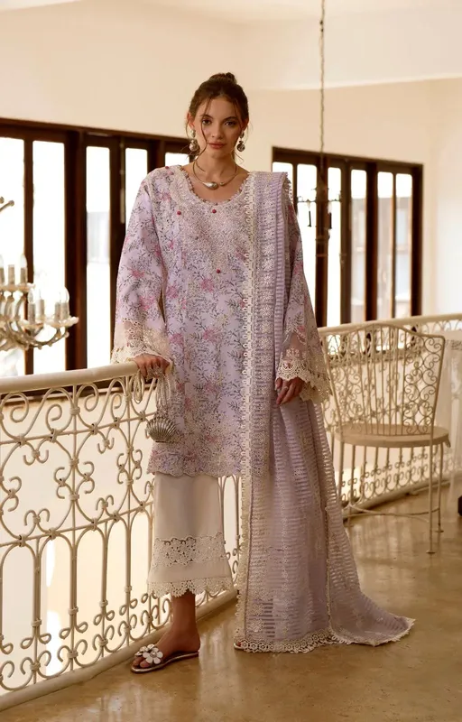 AJR Couture Printakari Lawn 25 Lilac Cambric – view 1 – Poshaq