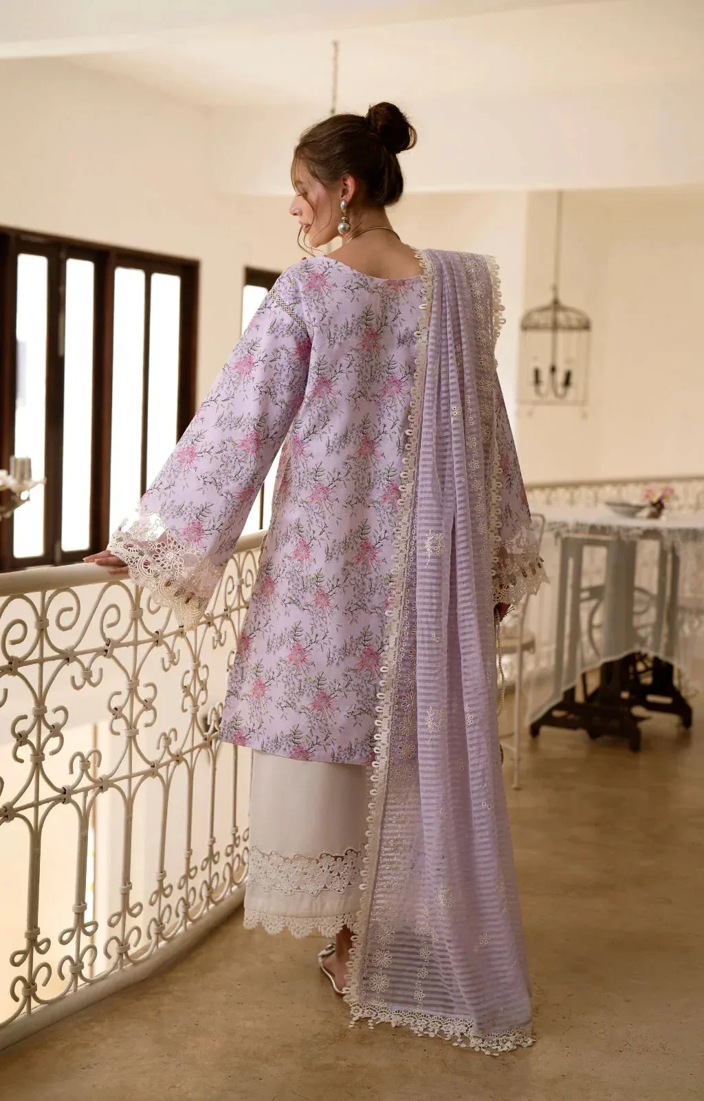 AJR Couture Printakari Lawn 25 Lilac Cambric – view 2 – Poshaq