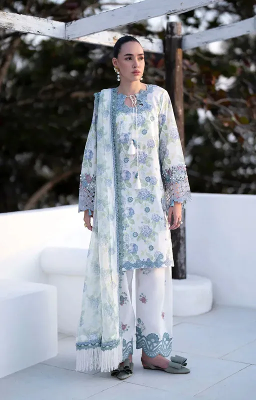 AJR Couture Printakari Lawn 25 White Chiffon – view 1 – Poshaq