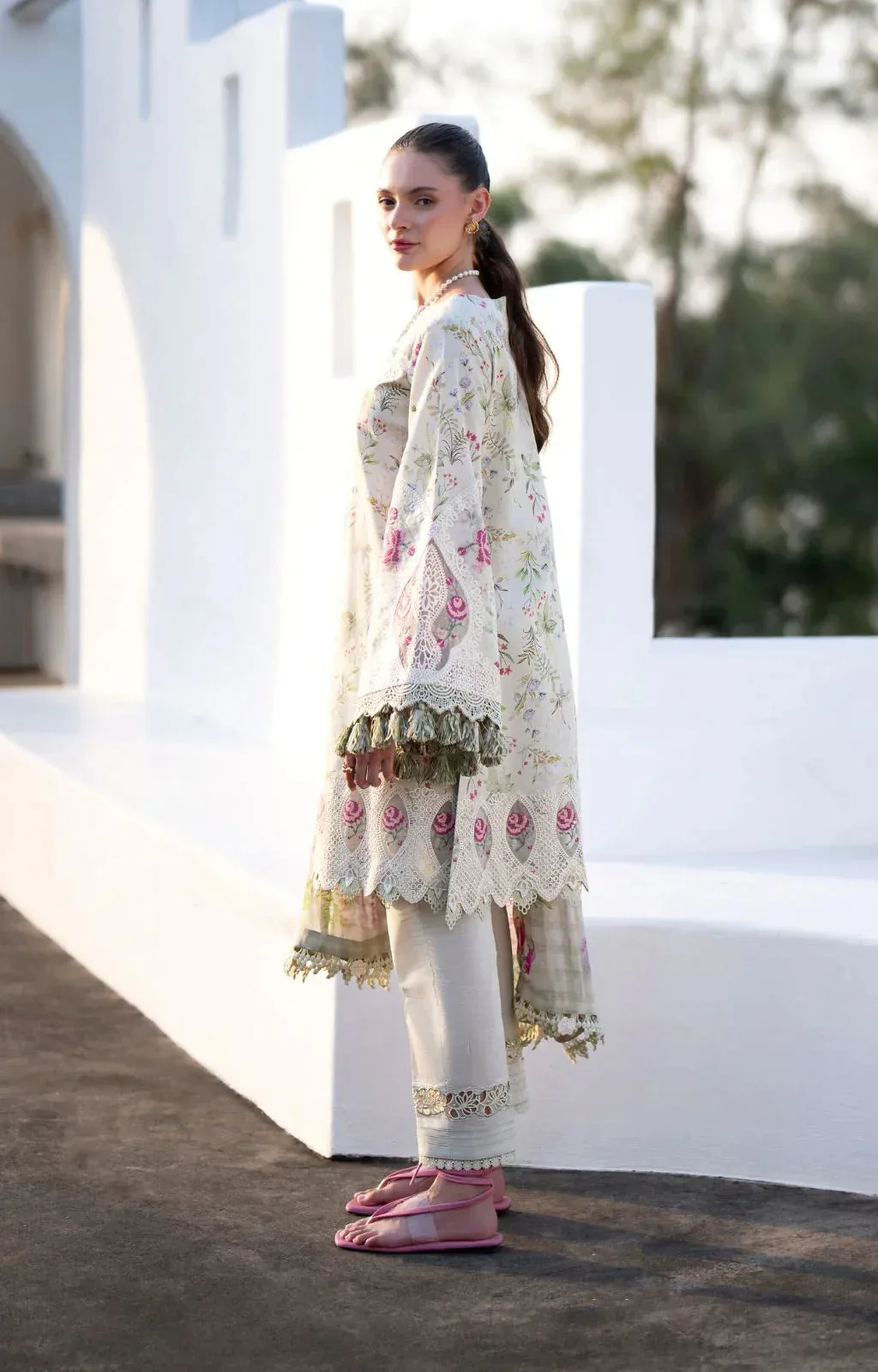 AJR Couture Printakari Lawn 25 Mint Chiffon – view 2 – Poshaq
