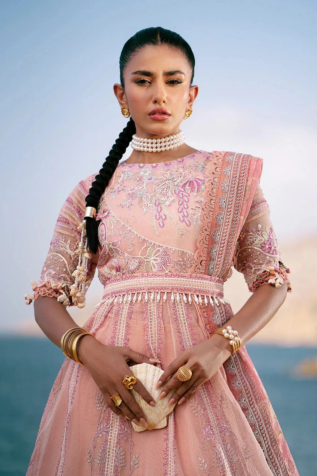 AJR Couture Dastan Luxury Lawn 25 Pink Organza – view 3 – Poshaq