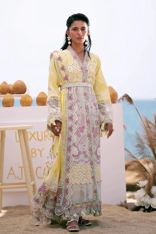 AJR Couture Dastan Luxury Lawn 25 Off White Organza – view 1 – Poshaq