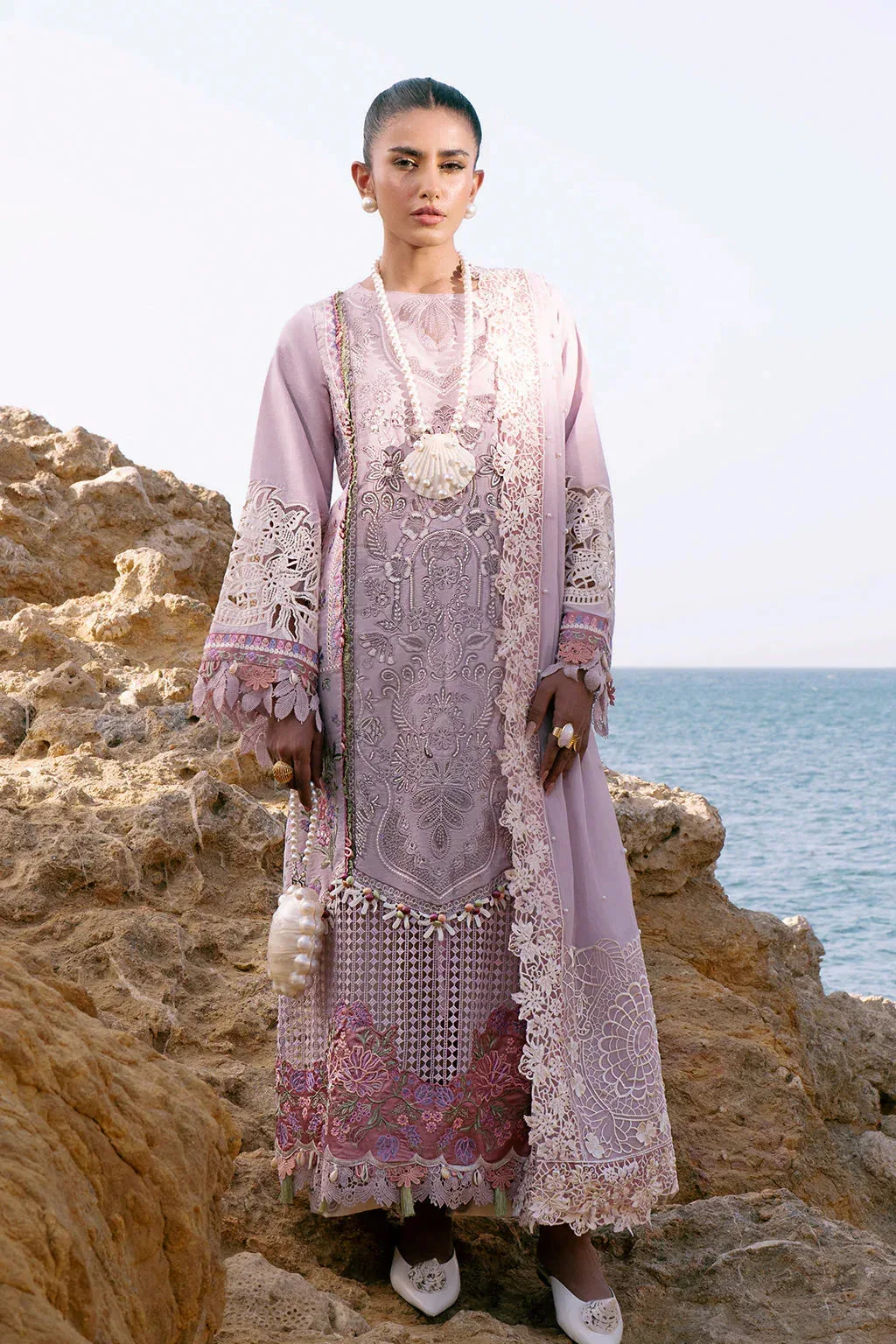 AJR Couture Dastan Luxury Lawn 25 Lilac Organza – view 1 – Poshaq